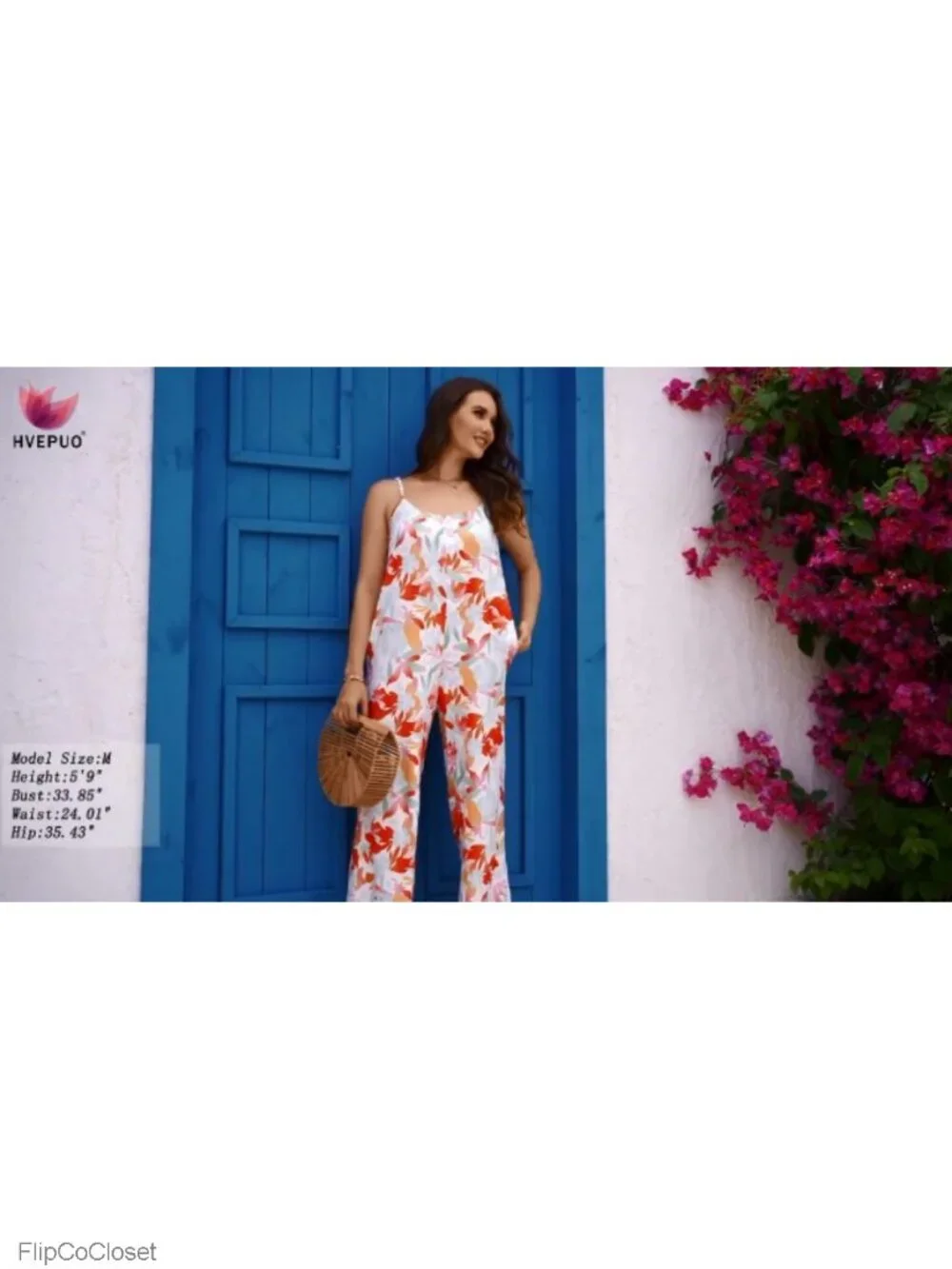 Women's Spaghetti Strap Wide Leg Jumpsuit with Pockets